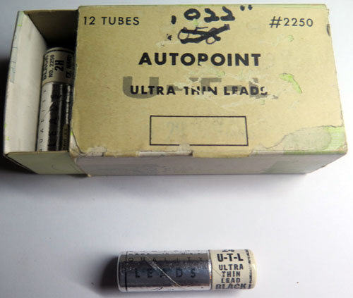 AUTOPOINT 0.022" (.5mm) 2H LEADS. BLACK, 10 TUBES OF LEADS, 1.38" (35mm) LONG 